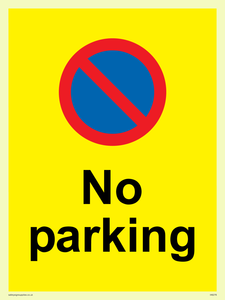 IA6276: No parking Red and blue symbol on yellow background