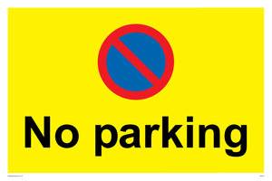 IA6276: No parking Red and blue symbol on yellow background