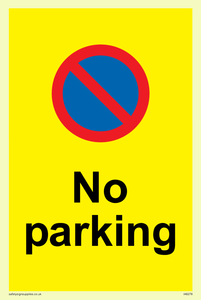 IA6276: No parking Red and blue symbol on yellow background