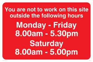 IC5380: You Are Not To Work On Site Sat 8-5