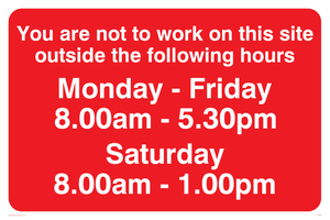 IC5382: You Are Not To Work On Site Sat 8-1