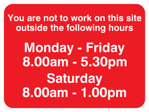IC5382: You Are Not To Work On Site Sat 8-1