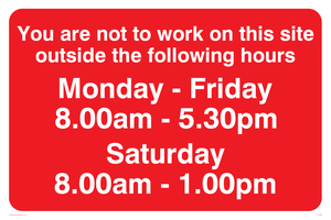 IC5382: You Are Not To Work On Site Sat 8-1