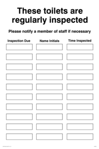 IH5383: Wipe clean toilet inspection chart