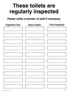 IH5383: Wipe clean toilet inspection chart