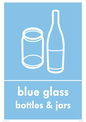 IJ13821: Recycling - blue glass bottles and jars