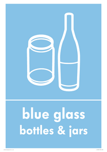 IJ13821: Recycling - blue glass bottles and jars