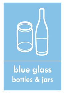 IJ13821: Recycling - blue glass bottles and jars