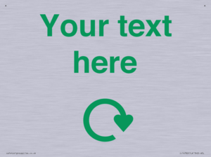 IJ14782: Custom Sign with Green Recycling Swoosh symbol