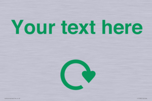 IJ14782: Custom Sign with Green Recycling Swoosh symbol