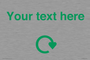 IJ14782: Custom Sign with Green Recycling Swoosh symbol