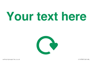 IJ14782: Custom Sign with Green Recycling Swoosh symbol