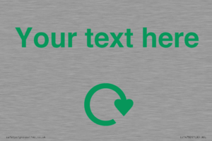 IJ14782: Custom Sign with Green Recycling Swoosh symbol