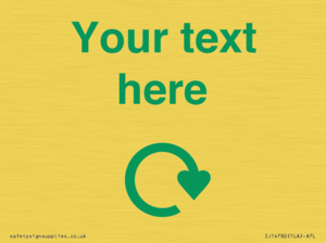 IJ14782: Custom Sign with Green Recycling Swoosh symbol