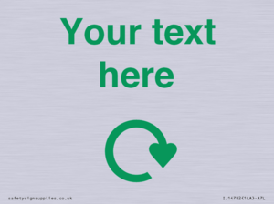 IJ14782: Custom Sign with Green Recycling Swoosh symbol
