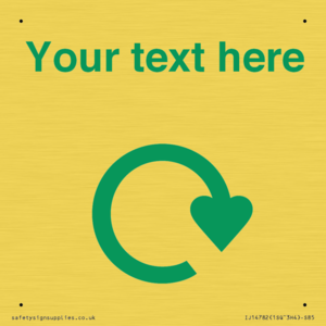 IJ14782: Custom Sign with Green Recycling Swoosh symbol