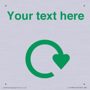 IJ14782: Custom Sign with Green Recycling Swoosh symbol