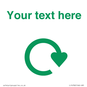 IJ14782: Custom Sign with Green Recycling Swoosh symbol
