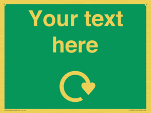 IJ14784: Custom Sign in Green with White Recycling Swoosh symbol