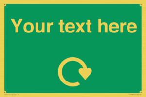 IJ14784: Custom Sign in Green with White Recycling Swoosh symbol