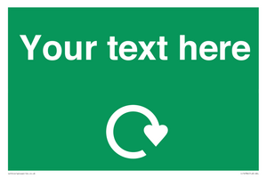 IJ14784: Custom Sign in Green with White Recycling Swoosh symbol