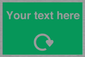IJ14784: Custom Sign in Green with White Recycling Swoosh symbol