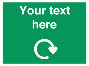 IJ14784: Custom Sign in Green with White Recycling Swoosh symbol