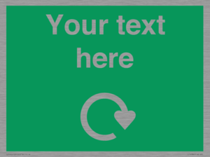 IJ14784: Custom Sign in Green with White Recycling Swoosh symbol