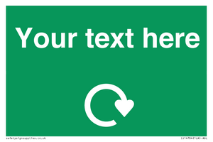 IJ14784: Custom Sign in Green with White Recycling Swoosh symbol