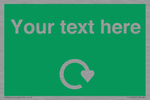 IJ14784: Custom Sign in Green with White Recycling Swoosh symbol