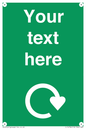 IJ14784: Custom Sign in Green with White Recycling Swoosh symbol