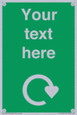 IJ14784: Custom Sign in Green with White Recycling Swoosh symbol