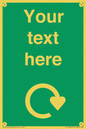 IJ14784: Custom Sign in Green with White Recycling Swoosh symbol