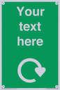 IJ14784: Custom Sign in Green with White Recycling Swoosh symbol