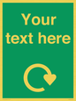 IJ14784: Custom Sign in Green with White Recycling Swoosh symbol