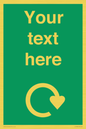 IJ14784: Custom Sign in Green with White Recycling Swoosh symbol