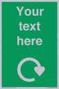 IJ14784: Custom Sign in Green with White Recycling Swoosh symbol