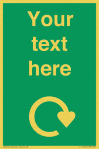 IJ14784: Custom Sign in Green with White Recycling Swoosh symbol