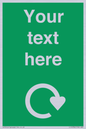IJ14784: Custom Sign in Green with White Recycling Swoosh symbol