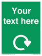 IJ14784: Custom Sign in Green with White Recycling Swoosh symbol