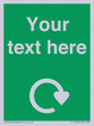 IJ14784: Custom Sign in Green with White Recycling Swoosh symbol