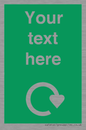 IJ14784: Custom Sign in Green with White Recycling Swoosh symbol