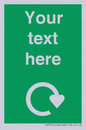 IJ14784: Custom Sign in Green with White Recycling Swoosh symbol