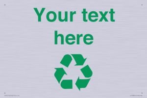 IJ14786: Custom Recycling Sign with green recycling mobius loop
