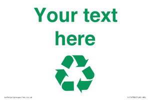 IJ14786: Custom Recycling Sign with green recycling mobius loop