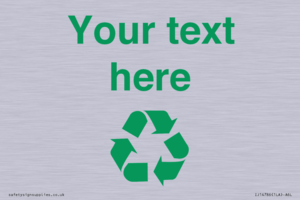 IJ14786: Custom Recycling Sign with green recycling mobius loop