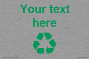 IJ14786: Custom Recycling Sign with green recycling mobius loop