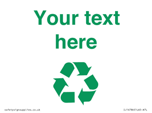 IJ14786: Custom Recycling Sign with green recycling mobius loop