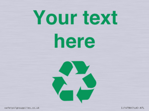 IJ14786: Custom Recycling Sign with green recycling mobius loop