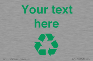 IJ14786: Custom Recycling Sign with green recycling mobius loop